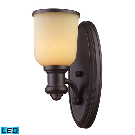 ELK LIGHTING Brooksdale 1-Lght Wall Lamp Oiled Brnz w/Amber Glass - Incl LED Bulb 66170-1-LED